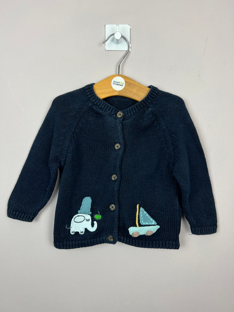3-6m M&S navy elephant cardigan - Sweet Pea Preloved Clothes