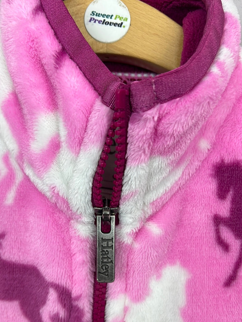 Hatley pink pony zip up fuzzy fleece 5y- collar