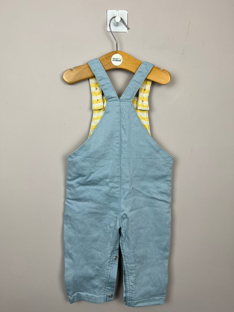 6-9m blue sunshine dungarees - Sweet Pea Preloved Clothes
