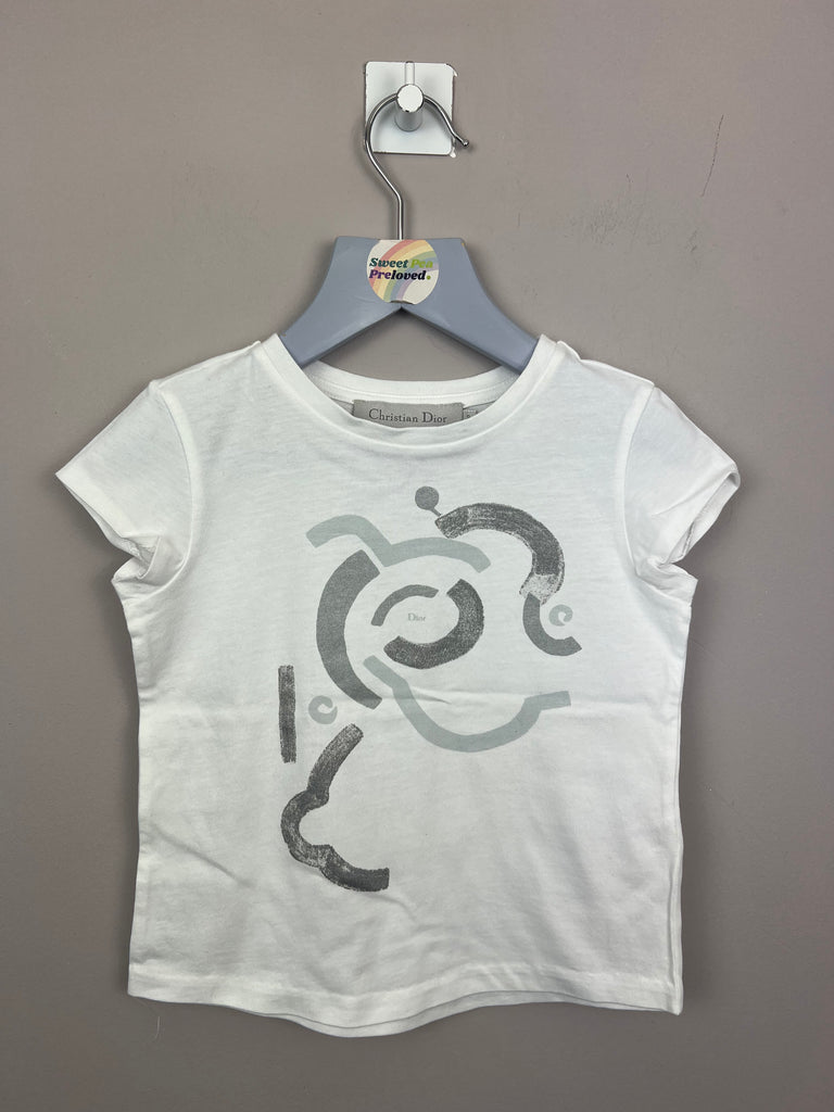 3y Christian Dior White Graphic T-shirt - Sweet Pea Preloved Clothes