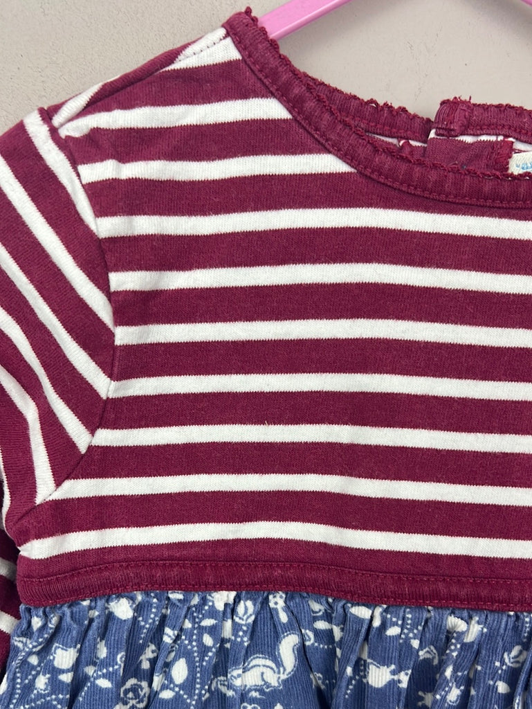 Secondhand Girls Jojo Maman Bebe burgundy stripe & blue cord dress 18-24m