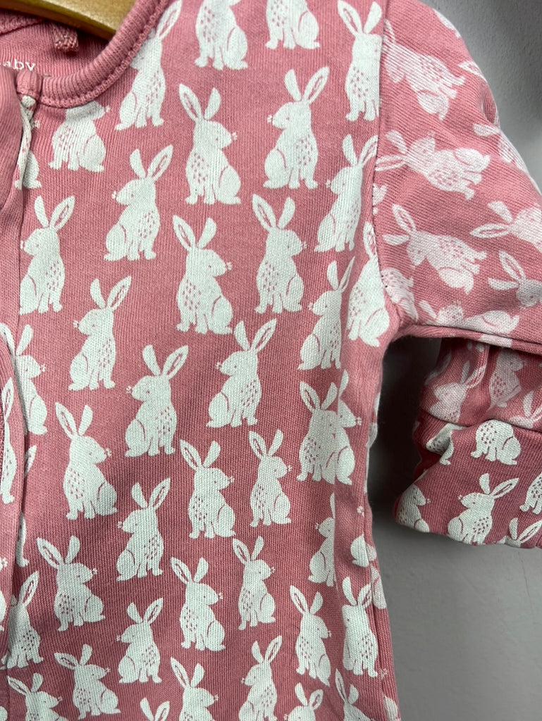 Pre Loved Baby Next pink stripe/bunny zipped sleepsuits First Size