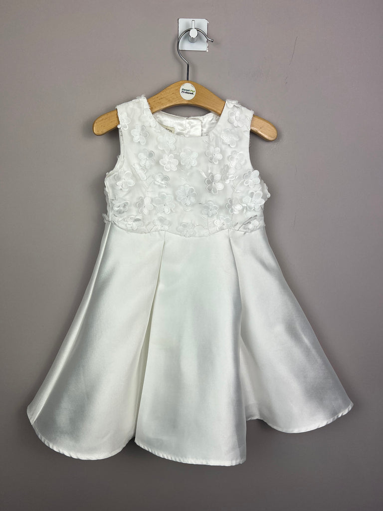 Pre Loved Baby Monsoon 3D flower ivory occasion dress - Sweet Pea Preloved Clothes