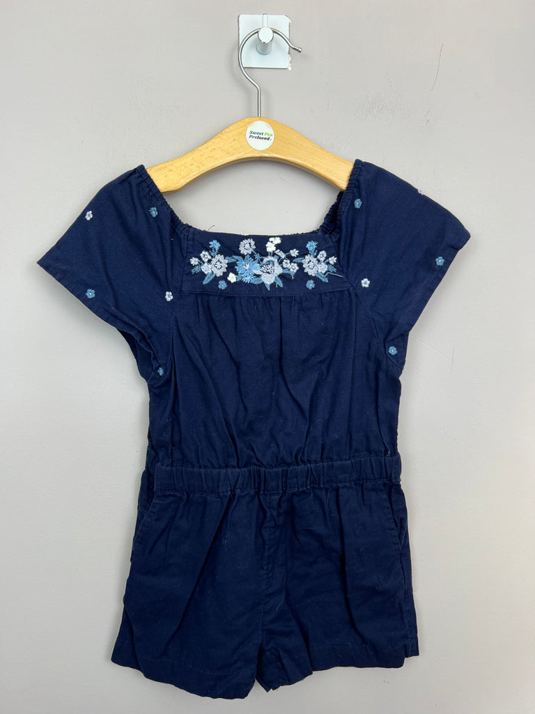 Pre loved baby Gap navy embroidered playsuit 18-24m