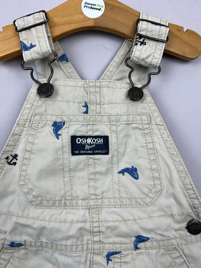 Oshkosh nautical embroidered short dungarees 9-12m -tab