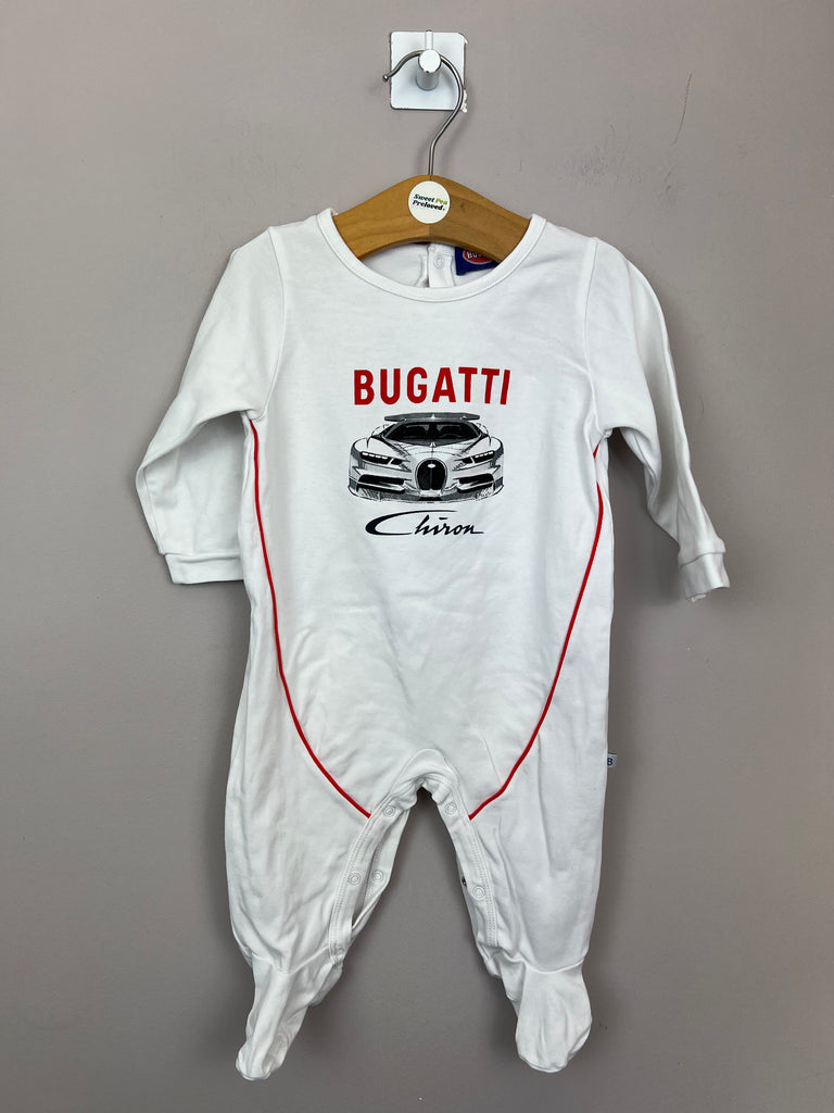 6m Bugatti white baby grow - Sweet Pea Preloved Clothes