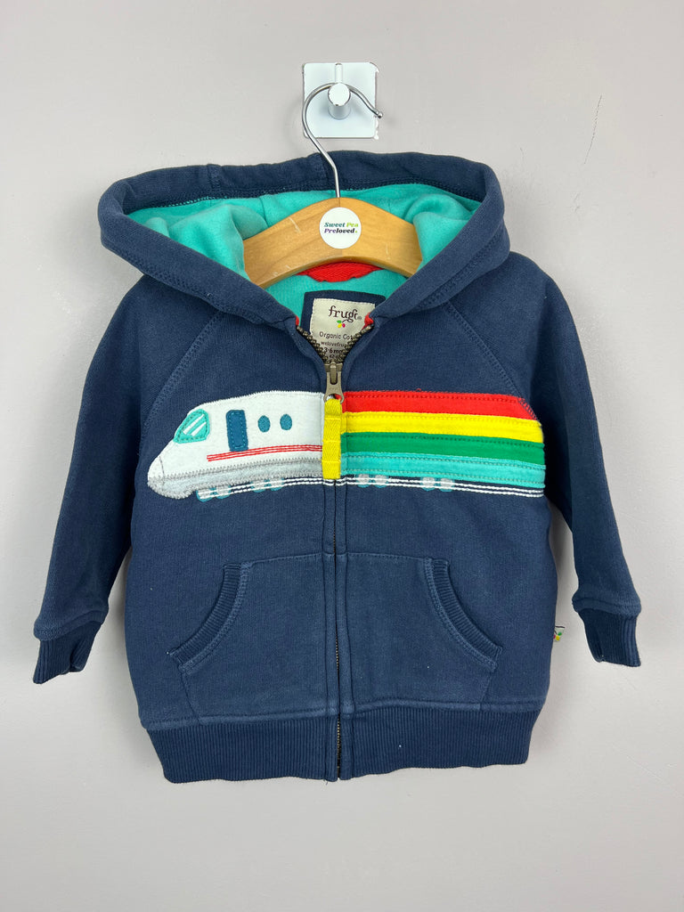 3-6m Frugi Train zip hoodie - Sweet Pea Preloved Clothes