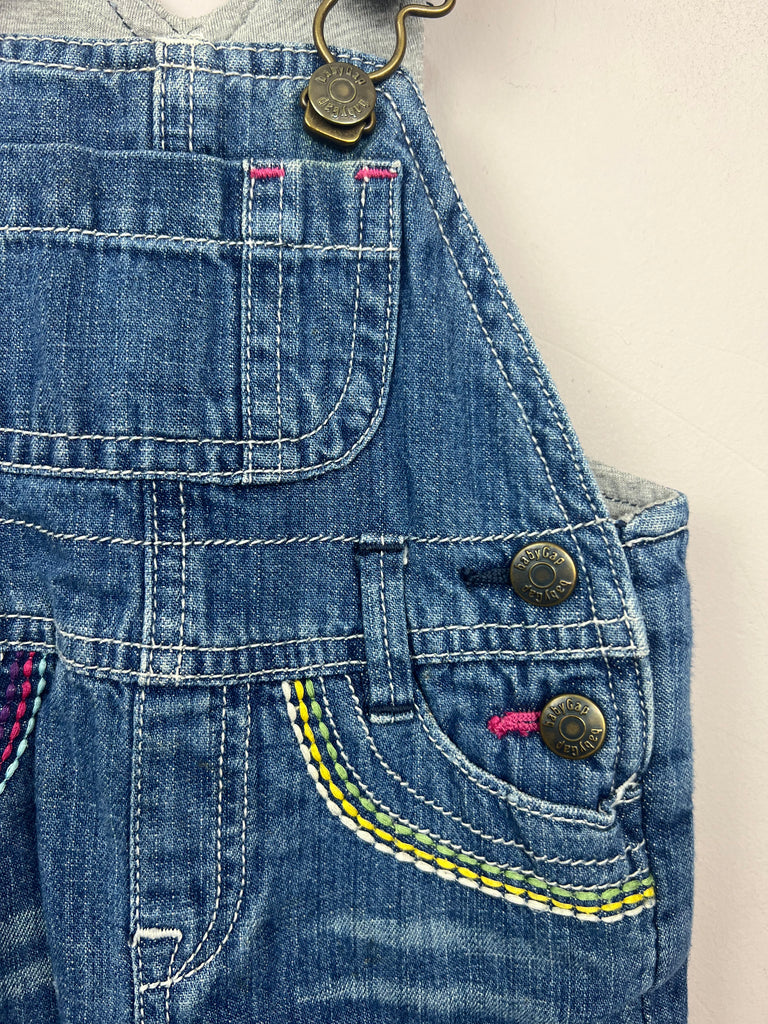 Vintage Gap embroidered pocket denim dungarees - close up