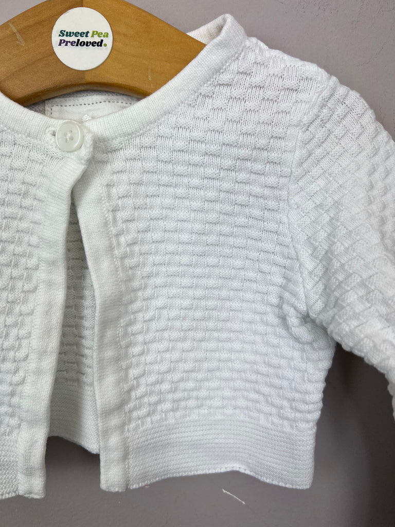 3-6m Jasper Conran white basket weave cardigan - Sweet Pea Preloved Clothes
