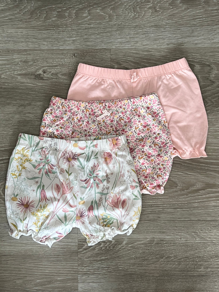 6-9m Next 3pk pink floral jersey shorts - Sweet Pea Preloved Clothes