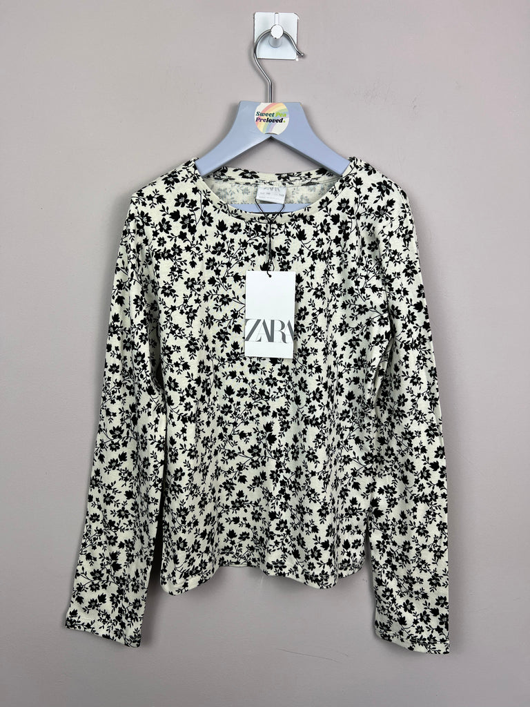 10y Zara black floral long sleeve t-shirt BNWT - Sweet Pea Preloved Clothes