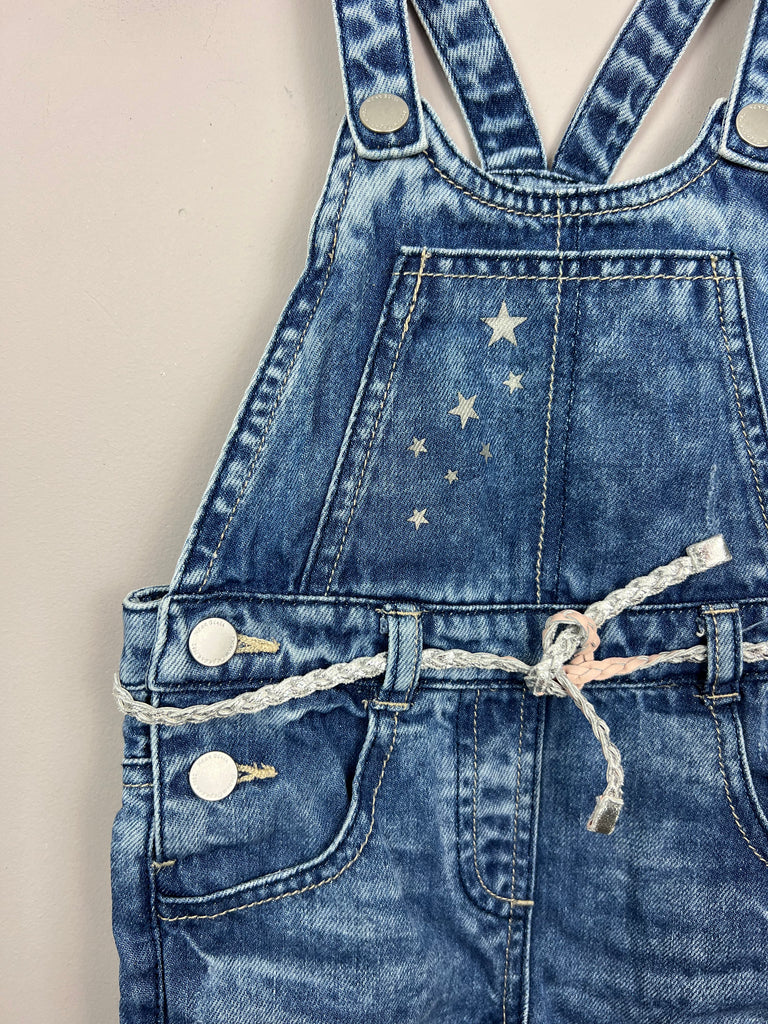Second Hand Next distressed denim dungarees with belt 18-24m