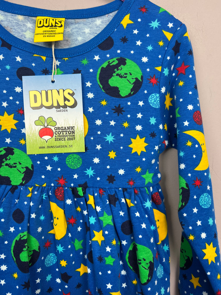 2y DUNS organic cotton long sleeved twirly dress MOTHER EARTH/BLUE - Sweet Pea Preloved Clothes