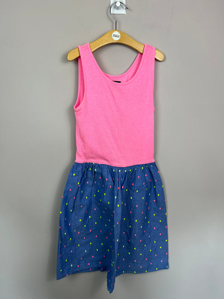 Secondhand Older Kids Gap split chambray/neon pink dress - Sweet Pea Preloved Clothes