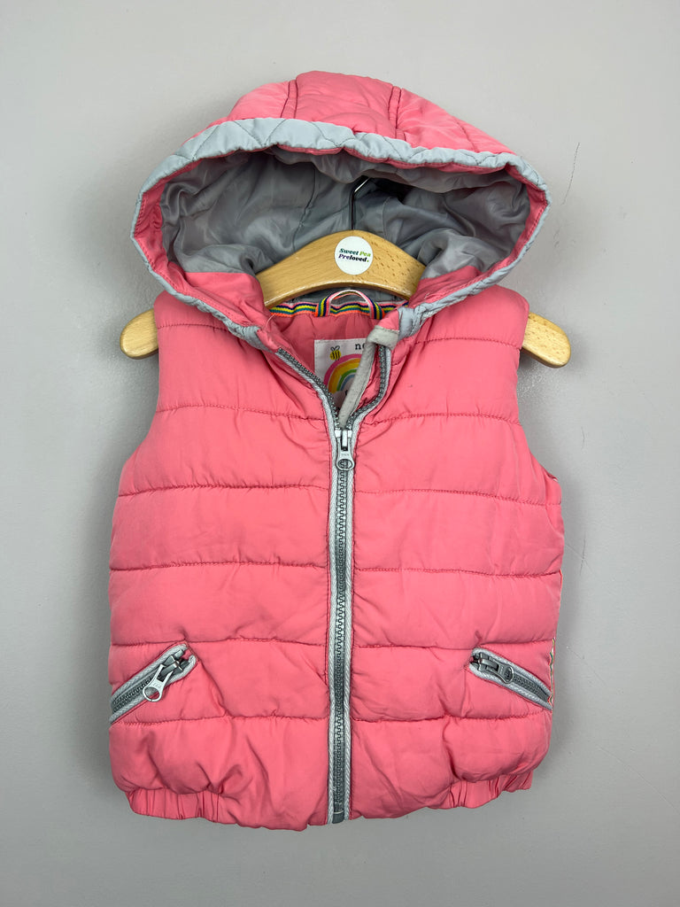 second hand Next Pink padded gilet with hood 12-18m