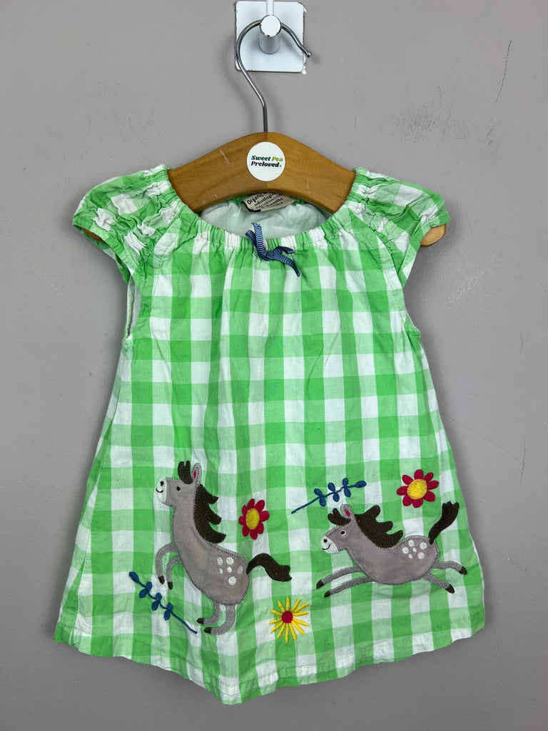 Second hand organic Frugi green check pony applique dress - Sweet Pea Preloved Clothes