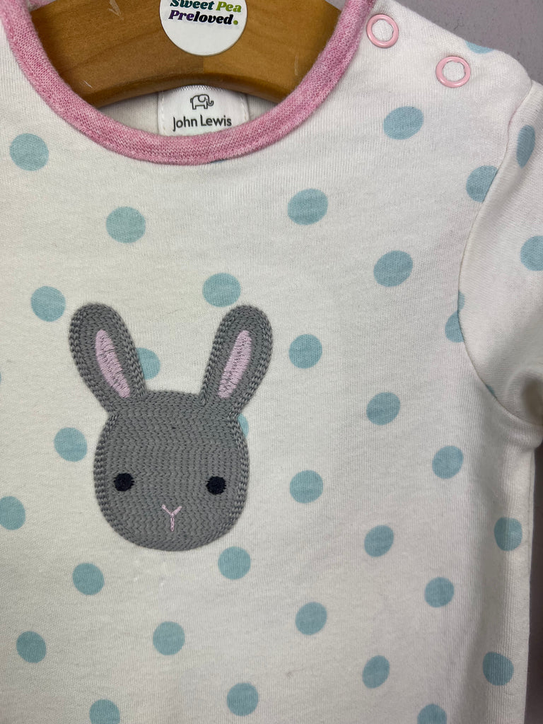 John Lewis Bunny Spotted Footless Romper 