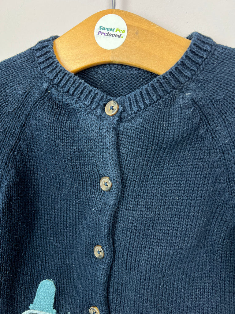 3-6m M&S navy elephant cardigan - Sweet Pea Preloved Clothes