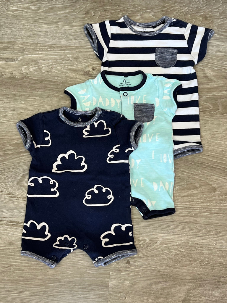 Second Hand Baby Next Rompers - cloud/stripe/daddy
