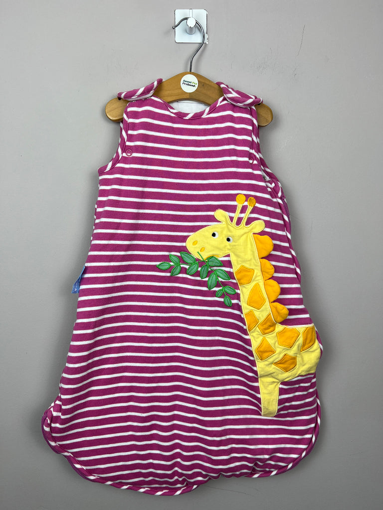 Second hand baby Jojo Maman bebe pink giraffe sleeping bag 2.5tog - Sweet Pea Preloved Clothes