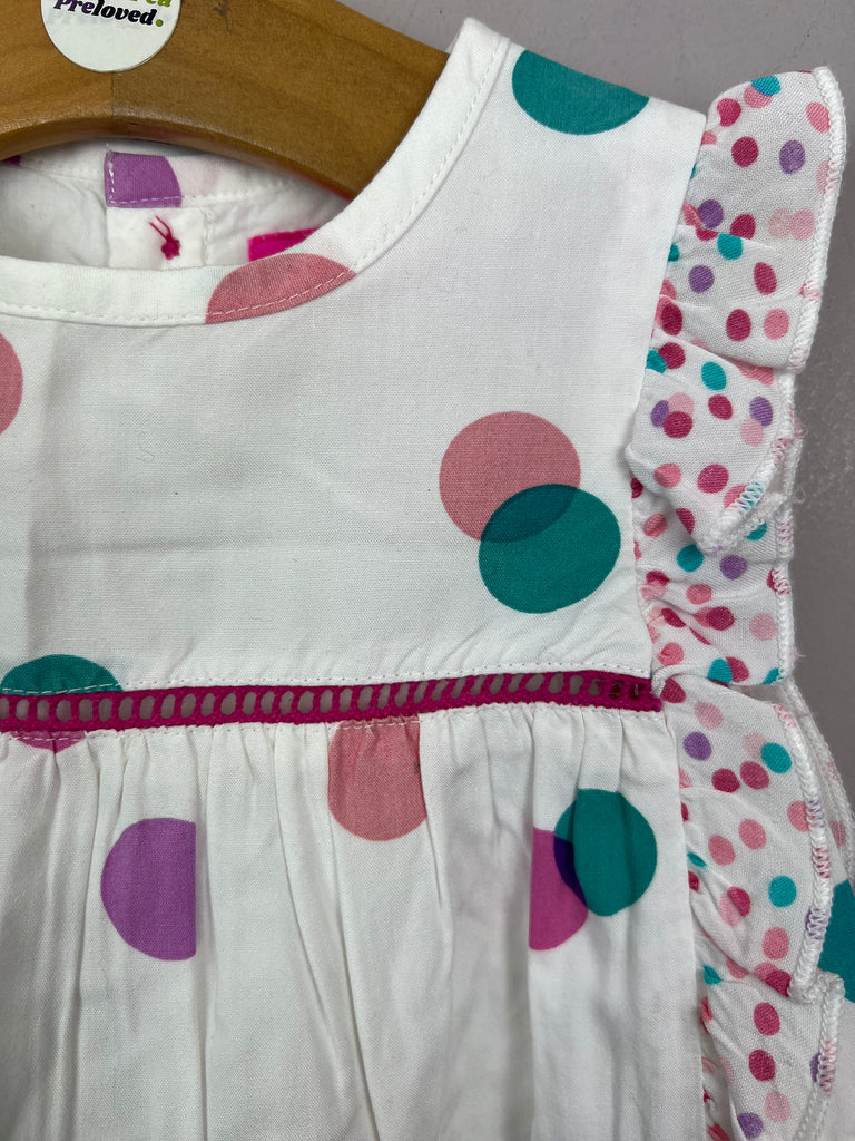 9-12m Joules spotted ruffle dress - Sweet Pea Preloved Clothes