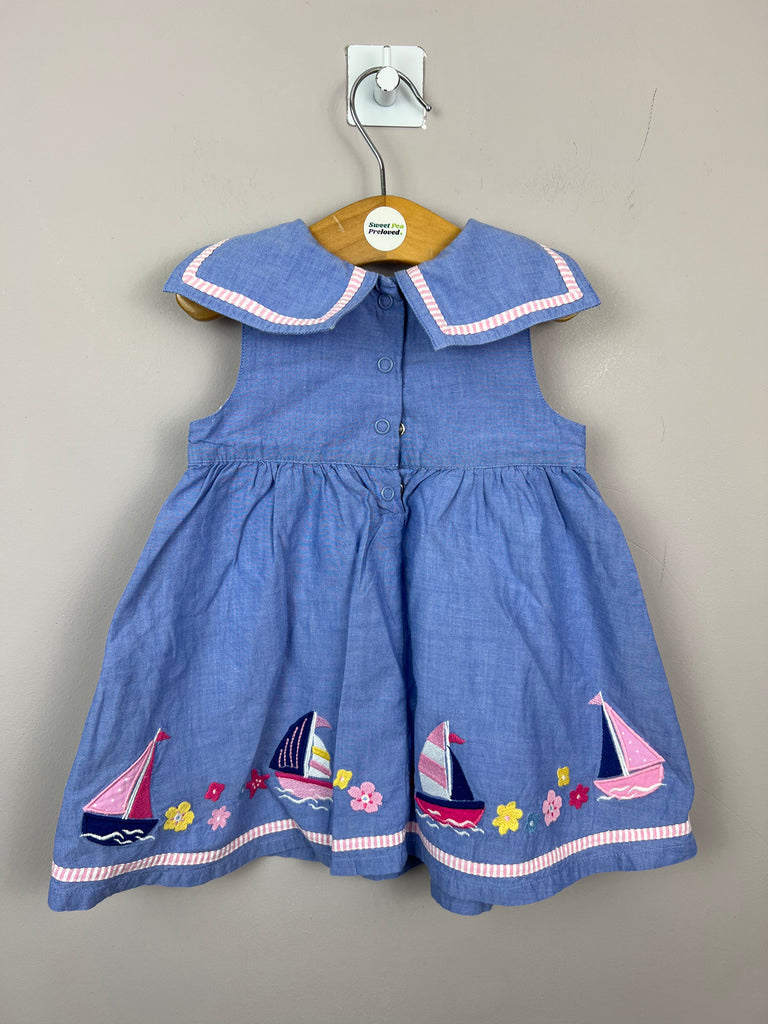 3-6m Jojo Maman Bebe blue sail boat dress - Sweet Pea Preloved Clothes
