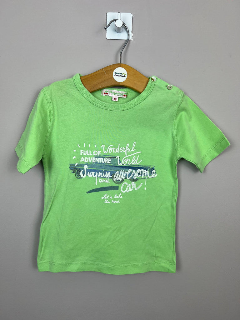 Second Hand Quality Bonpoint green wonderful world t-shirt- Sweet Pea Preloved Clothes