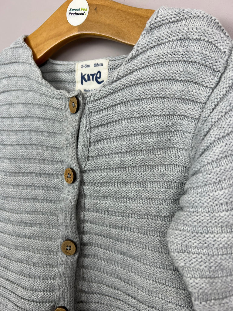 3-6m Kite Organic grey rib cardigan - Sweet Pea Preloved Clothes