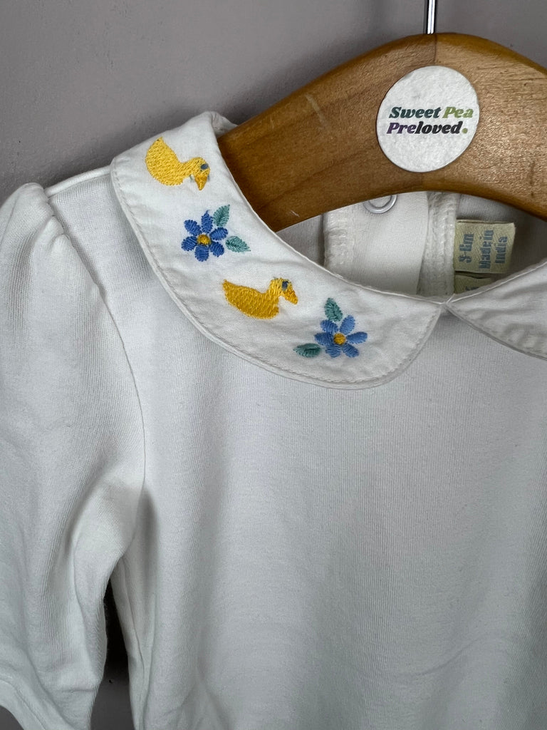 Pre Loved Jojo Maman Bebe duckling embroidered bodysuit - Sweet Pea Preloved Clothes