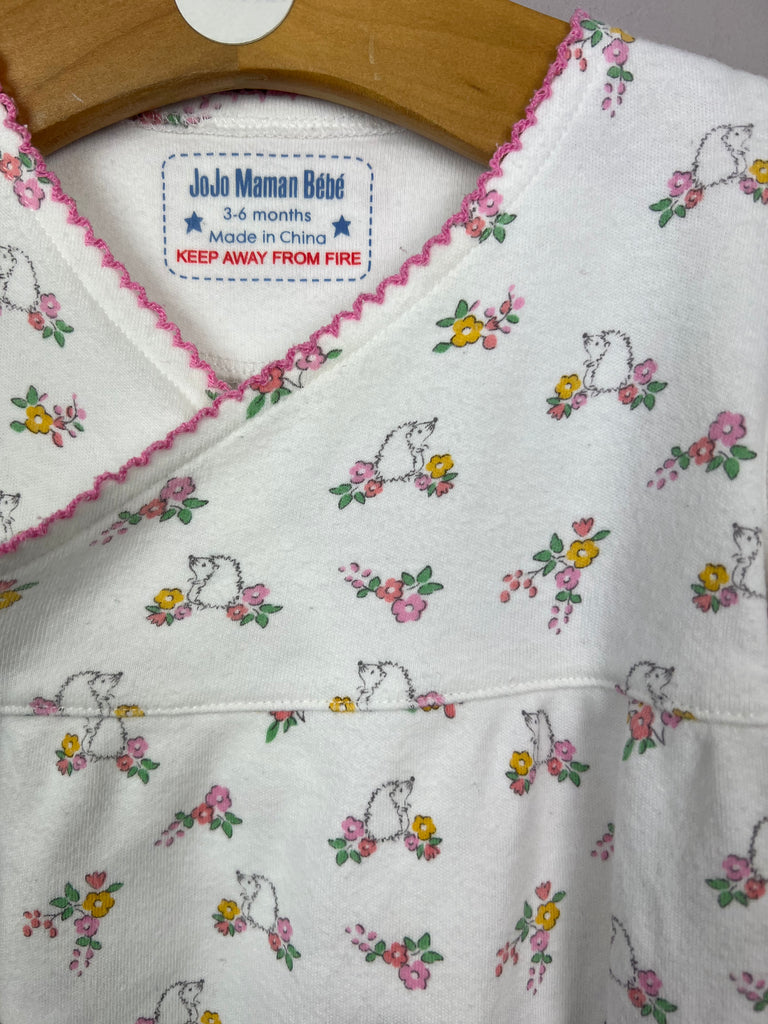 3-6m Jojo Maman Bebe kimono style hedgehog print sleepsuit - Sweet Pea Preloved Clothes