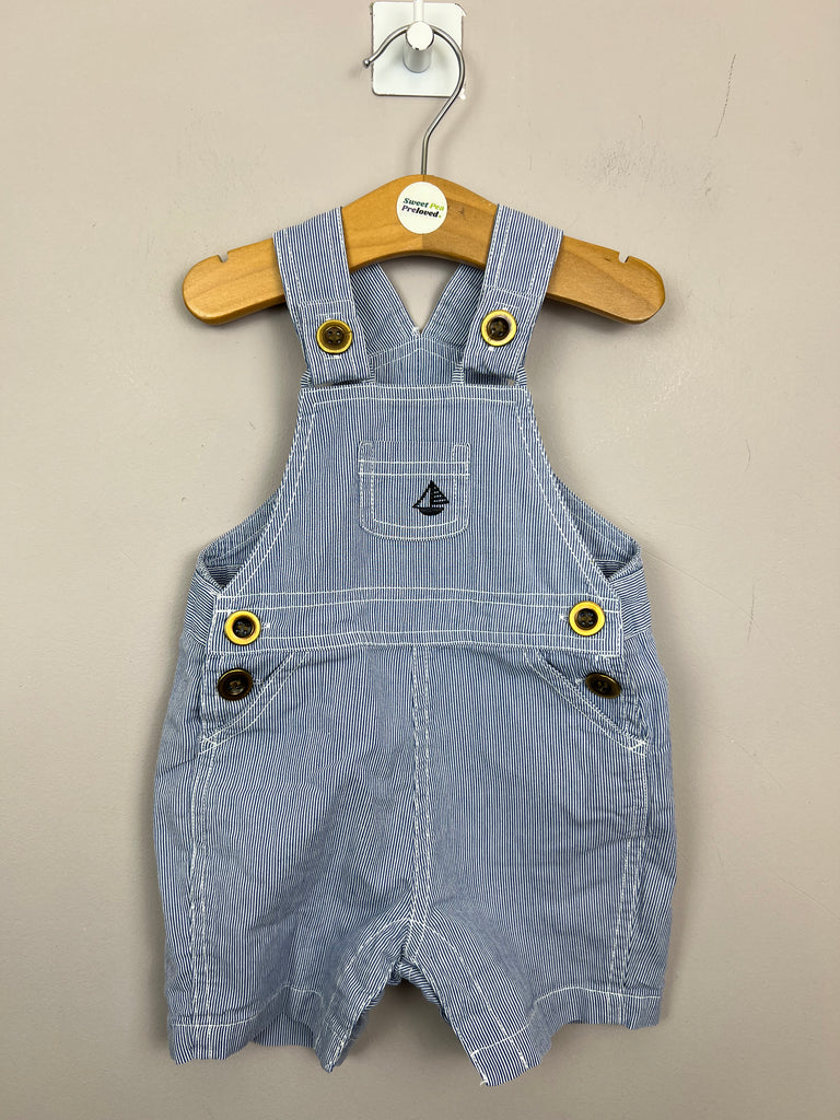 Second Hand Baby Jojo Maman Bebe blue stripe dungarees - Sweet Pea Preloved Clothes