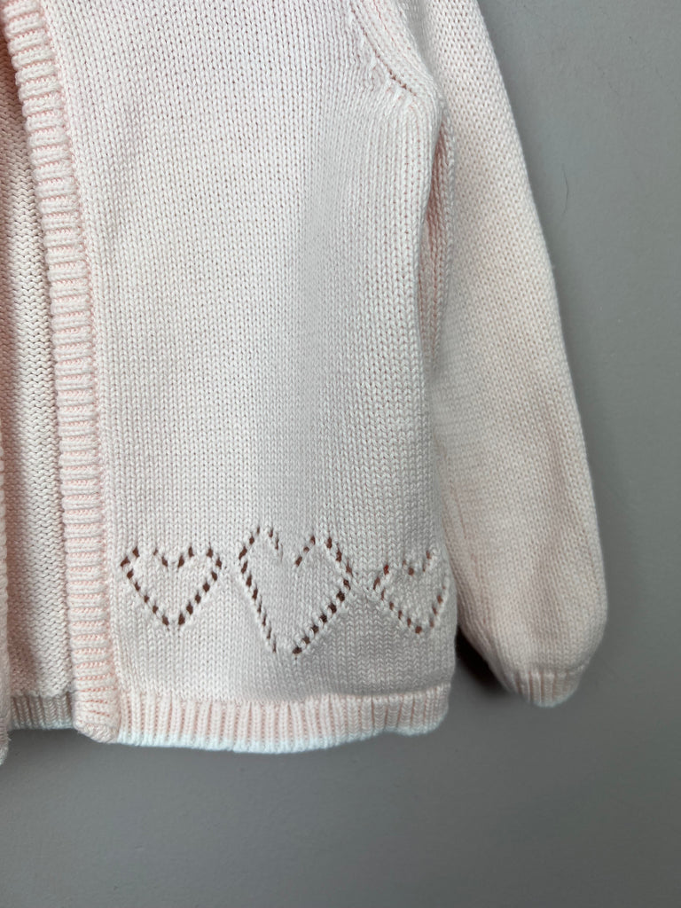 6-9m Little White Company pink heart cardigan - Sweet Pea Preloved Clothes