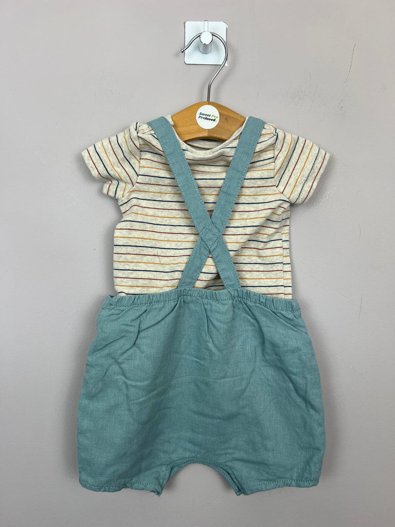 0-3m Next duck egg blue short dungarees set - Sweet Pea Preloved Clothes