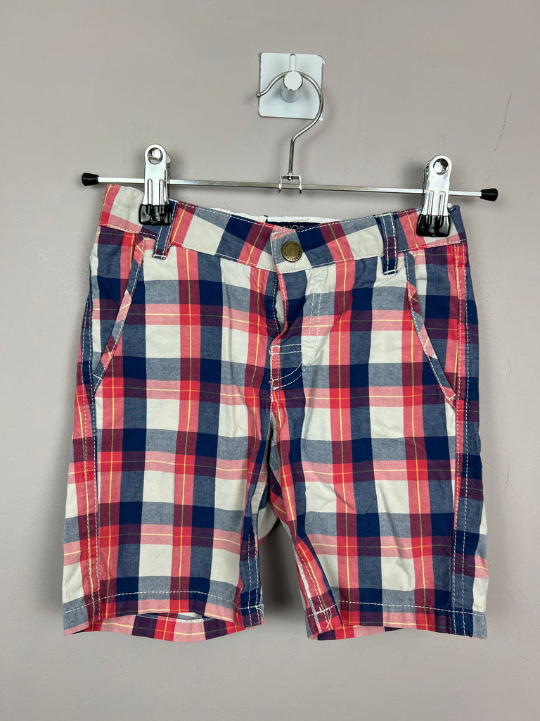 3y Mayoral red/navy check cotton shorts - Sweet Pea Preloved Clothes