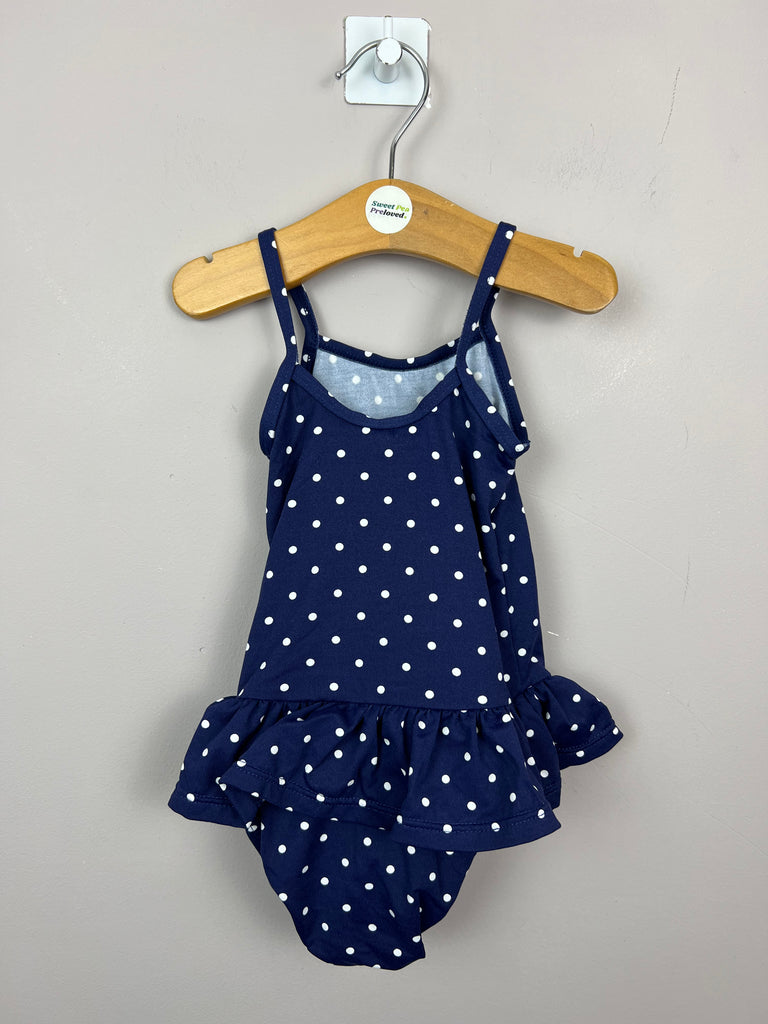 6-12m Jojo Maman Bebe Navy Spot Swimsuit with nappy - Sweet Pea Preloved Clothes