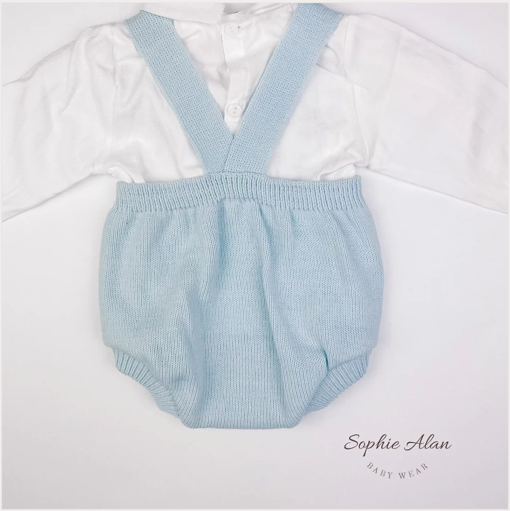 Blue Cable Knit Dungaree Set 0-3m, 3-6m, 6-9m - Sweet Pea Preloved Clothes