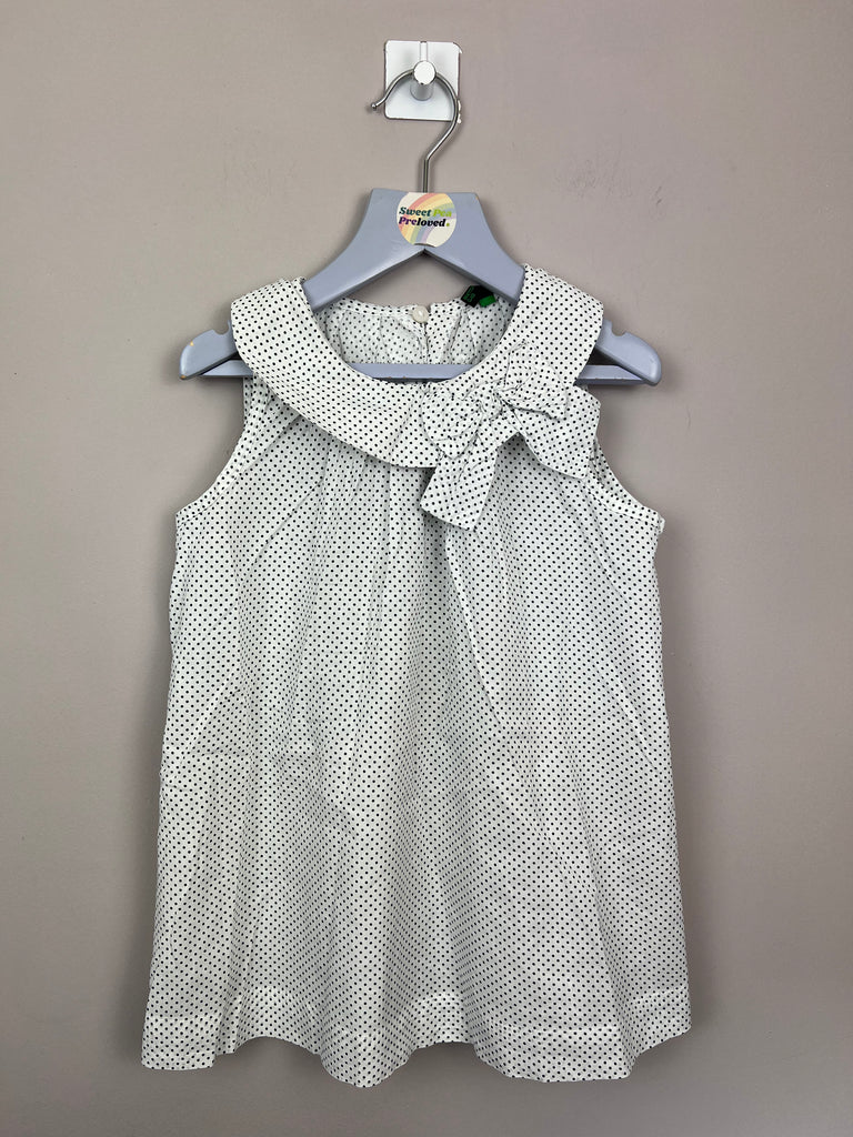 7-8y Benetton spotty bow poplin top - Sweet Pea Preloved Clothes