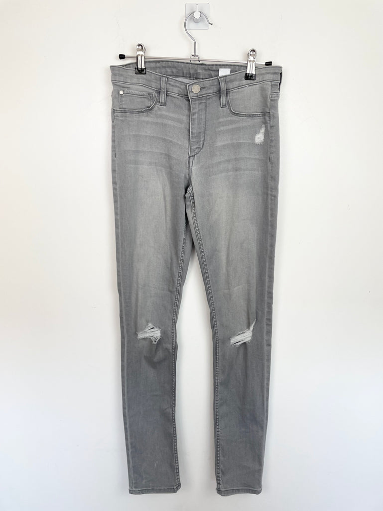 Pre loved older kids H&M skinny fit ripped light grey jeans - Sweet Pea Preloved Clothes