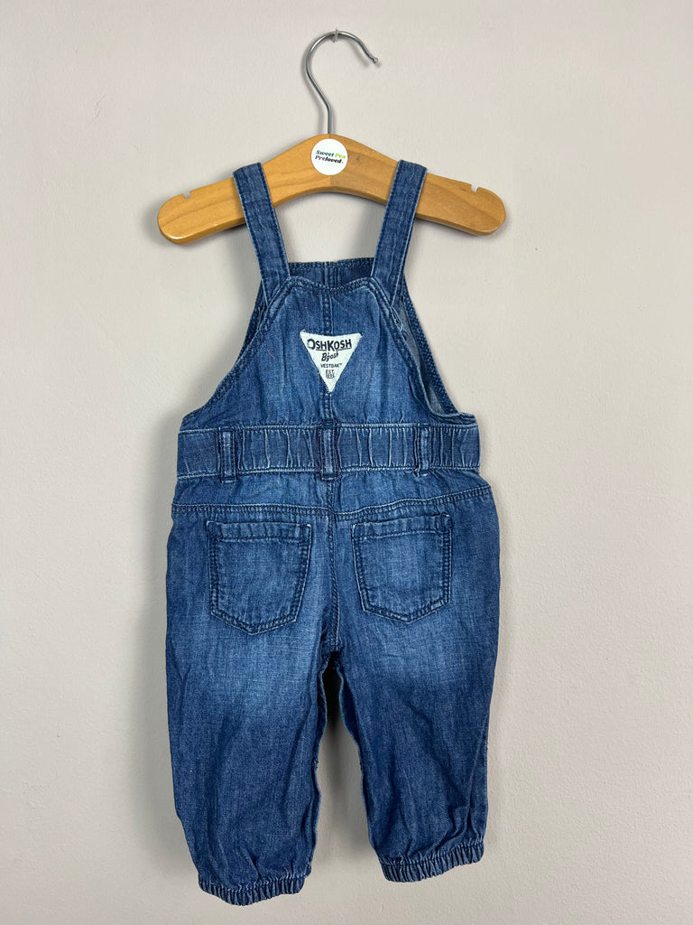 3m Oshkosh Dark Chambray pink bow Dungarees - Sweet Pea Preloved Clothes