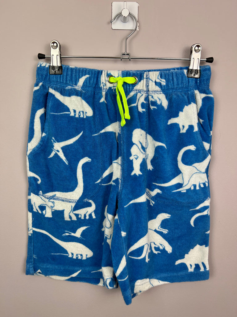 Second hand Mini Boden blue dinosaur towelling shorts - Sweet Pea Preloved Clothes