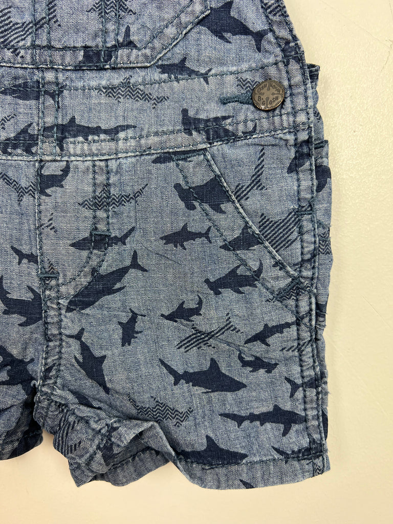 9m Oshkosh Shark Short Chambray Dungarees - Sweet Pea Preloved Clothes