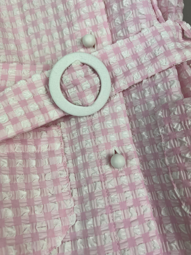 9-10y Solid & Striped pink seersucker dress - Sweet Pea Preloved Clothes