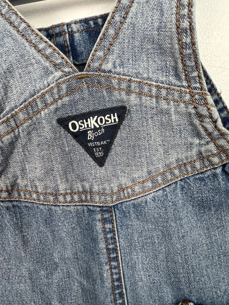 12m Oshkosh navy tab patched denim dungarees - Sweet Pea Preloved Clothes