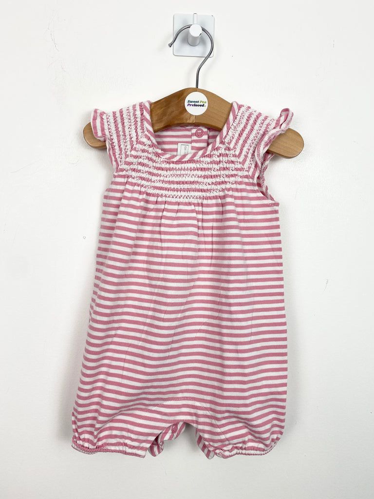 0-3m Little White Company pink stripe shortie - Sweet Pea Preloved Clothes