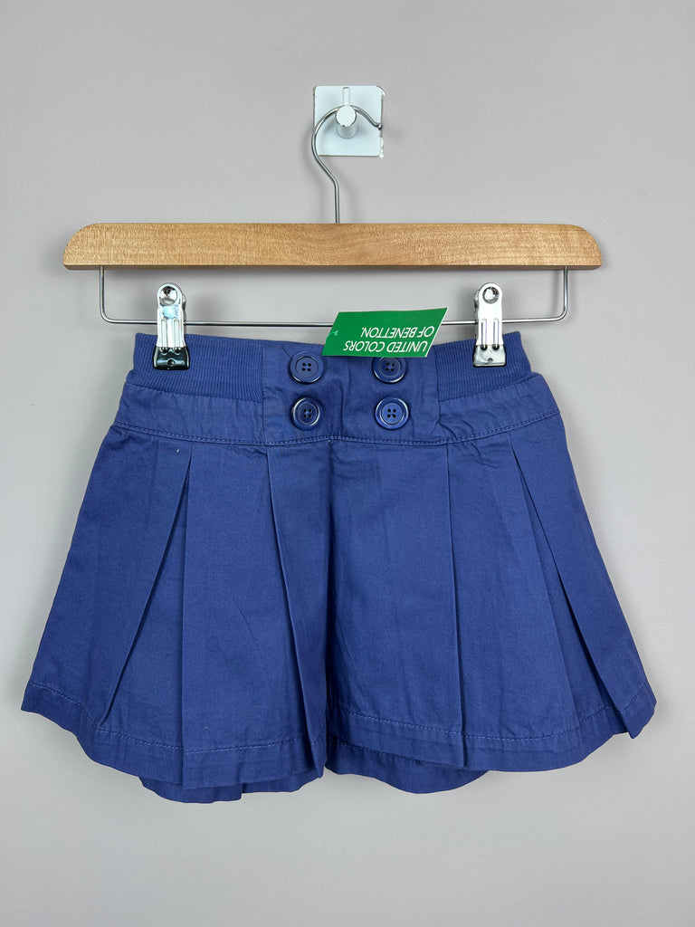 Pre loved kids Benetton BNWT Box pleat navy skirt - Sweet Pea Preloved Clothes