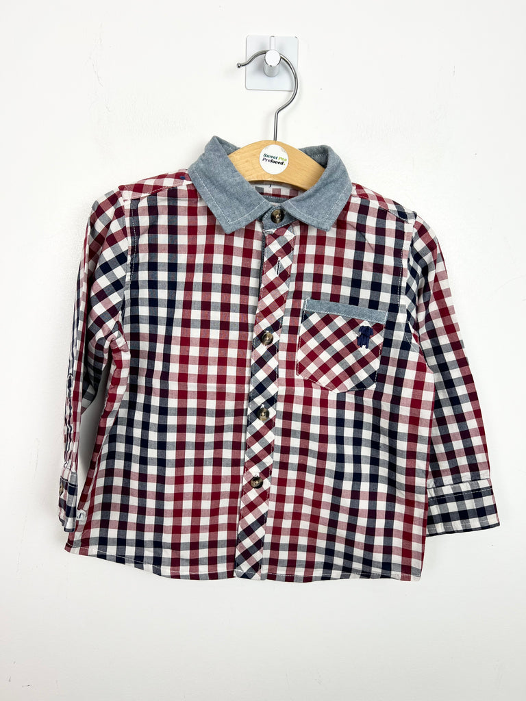 Secondhand boys jasper conran burgundy check shirt 