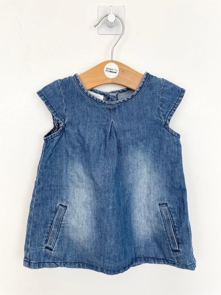 0-3m Next simple denim dress - buttons to back - Sweet Pea Preloved Clothes