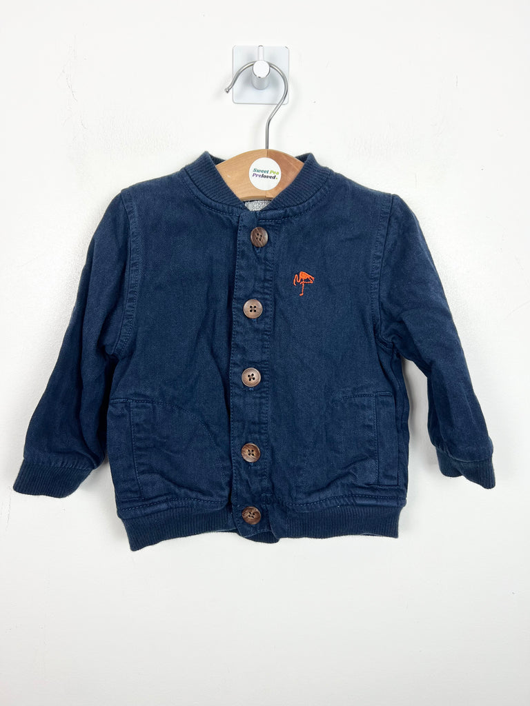6-9m Mamas & Papas chambray lined cardigan - Sweet Pea Preloved Clothes