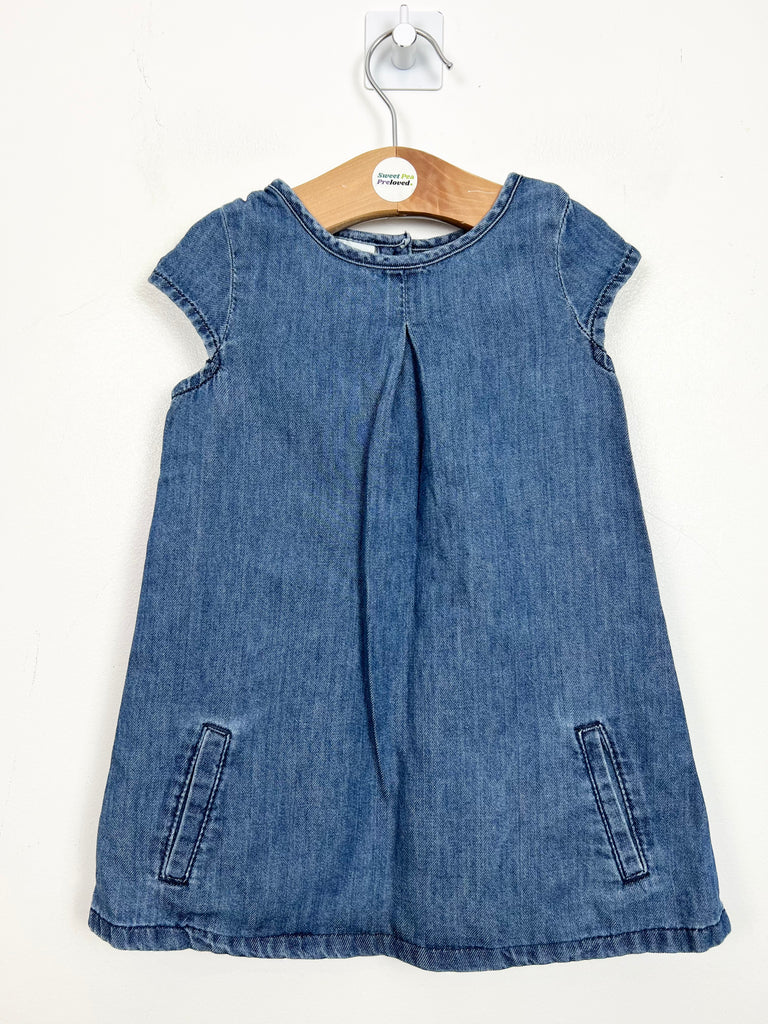 9-12m Next simple button down back denim dress - Sweet Pea Preloved Clothes
