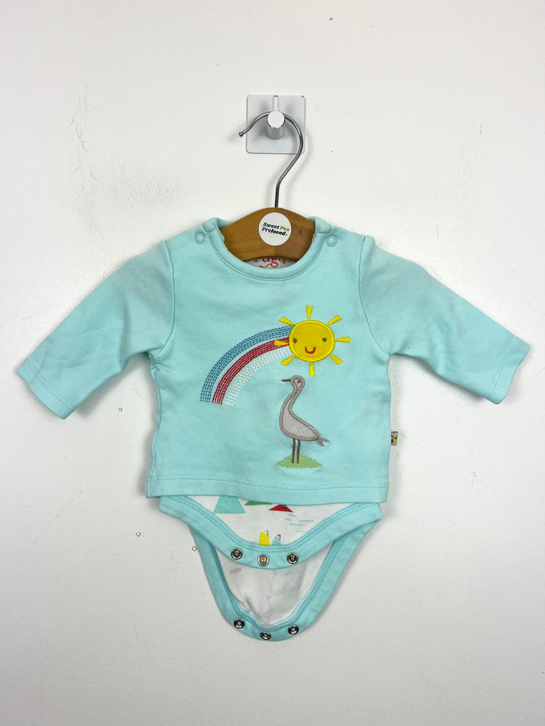 Tiny Baby Frugi Aqua Sunshine double bodysuit - Sweet Pea Preloved Clothes